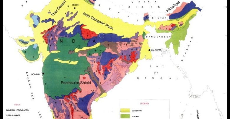 Geological region of India, Geological map of India, Indian geology, Indian rock structure