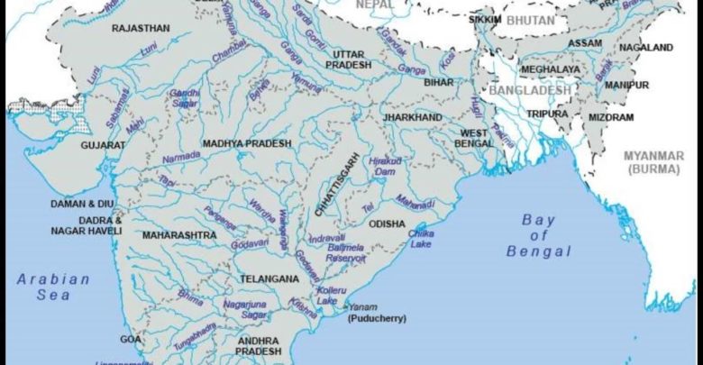 The Indian Drainage System, River map of India, Indian river system
