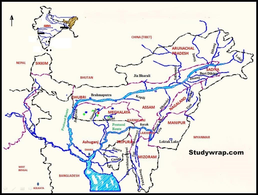 Brahamputra River , Brahmaputra river system, Brahmaputra and its tributaries, Indian drainage system, North indian rivers