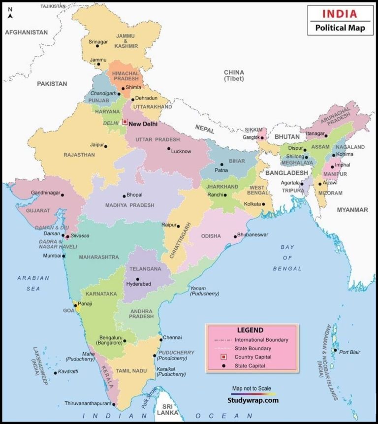 India - Location, Neighbouring Countries and land frontiers - Study Wrap