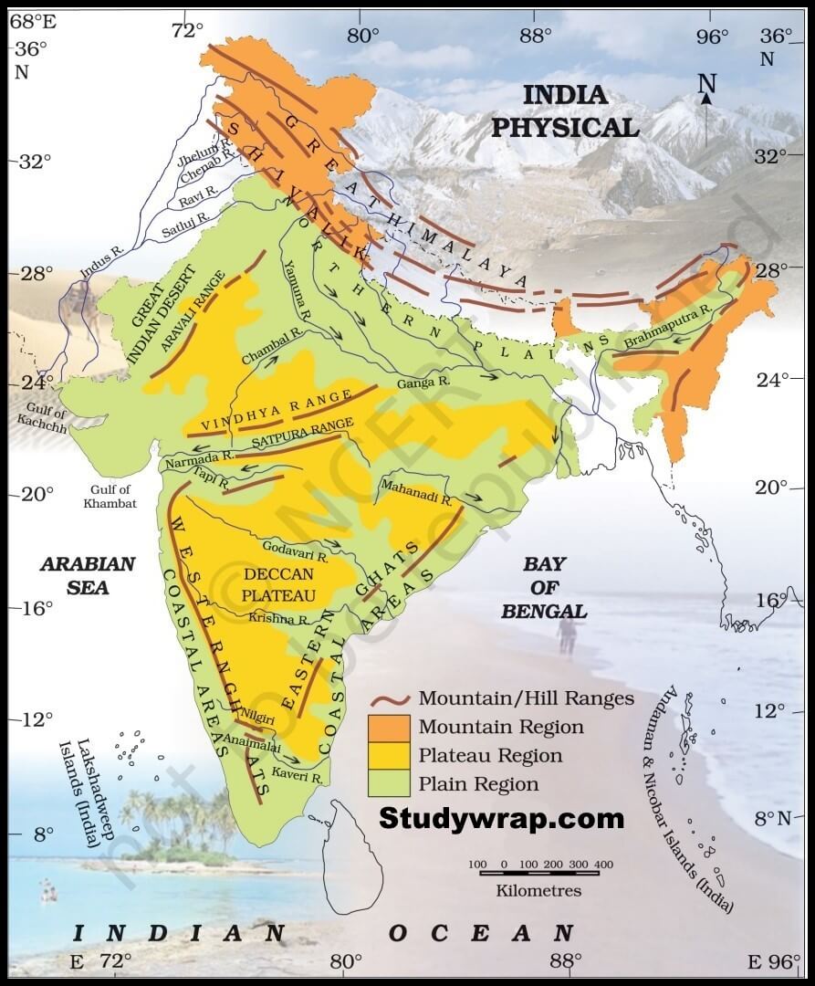Ip With Physical Feature Map Of India 1 