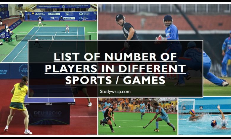 GK - List of Numbers of Players in different sports - Studywrap.com