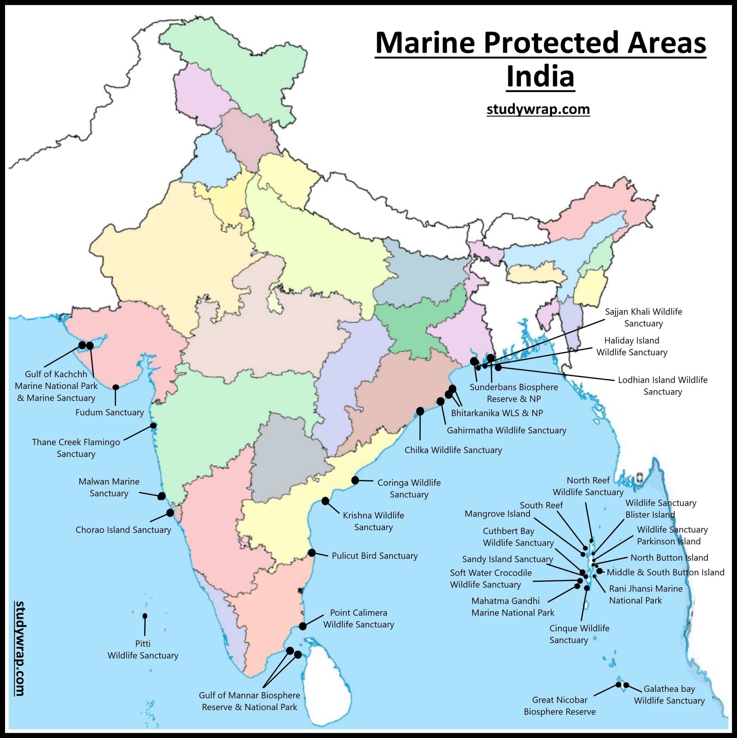 What is Marine Protected Areas?, importance of Marine Protected Areas in India, Complete State-wise List of Marine Protected Areas in India, Marine Protected Areas in India map, studywrap.com