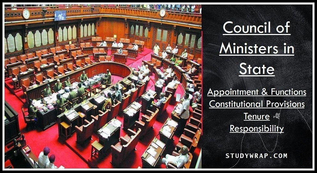 Council of Ministers in State, Functions of Council of Ministers in State, Constitutional Provisions, Appointment, Tenure, Responsibility... Indian Polity Notes by Studywrap.com