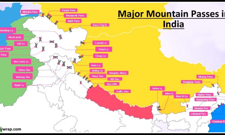 Major Mountain Passes in India, Mountain Pass in Jammu and Kashmir, Ladakh, Himachal Pradesh, Uttarakhand, north-eastern states, Western Ghat