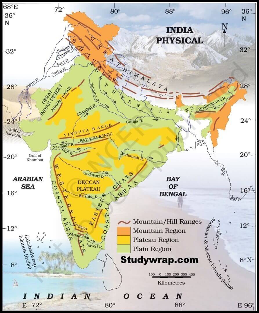 Mountain Ranges In India Map With States